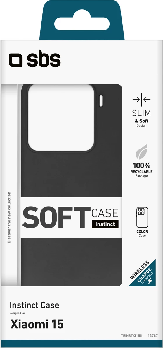 Mbështjellës SBS Instinct për Xiaomi 15, TPU me shtresë mikrofibër, i zi, në kuti