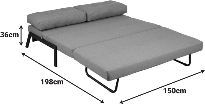 Krevat-sofá dyvendësh Fancy, material tekstili, ngjyrë e verdhë, këmbë të zeza, 150x92x77cm