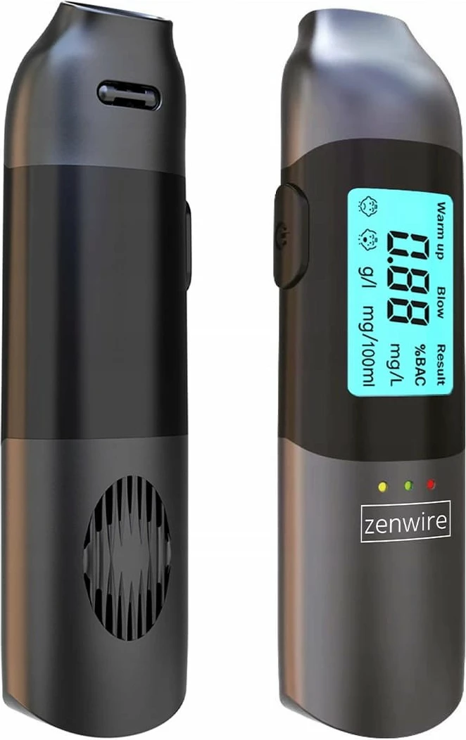 Alkotest Zenwire MR702, sensor gjysmëpërçues, USB-C, bateri e integrume, pa grykë, i zi