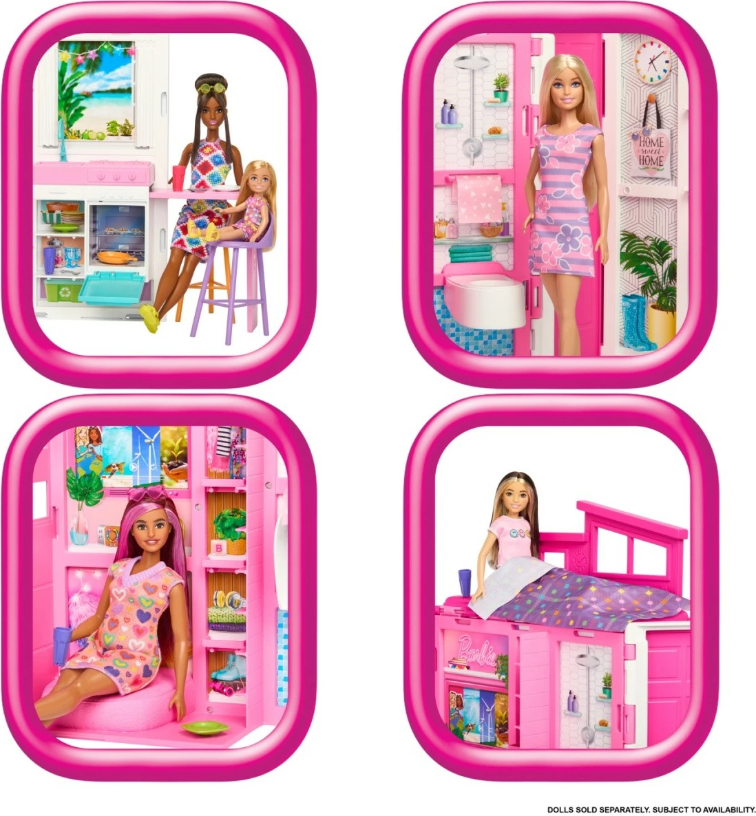 Set lodër Barbie, Mattel HRJ77, shtëpi me kukull dhe 11 aksesorë, rozë