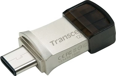 USB stick Transcend JetFlash 890, 128GB, USB 3.1, Type-C/A, zi/argjendtë