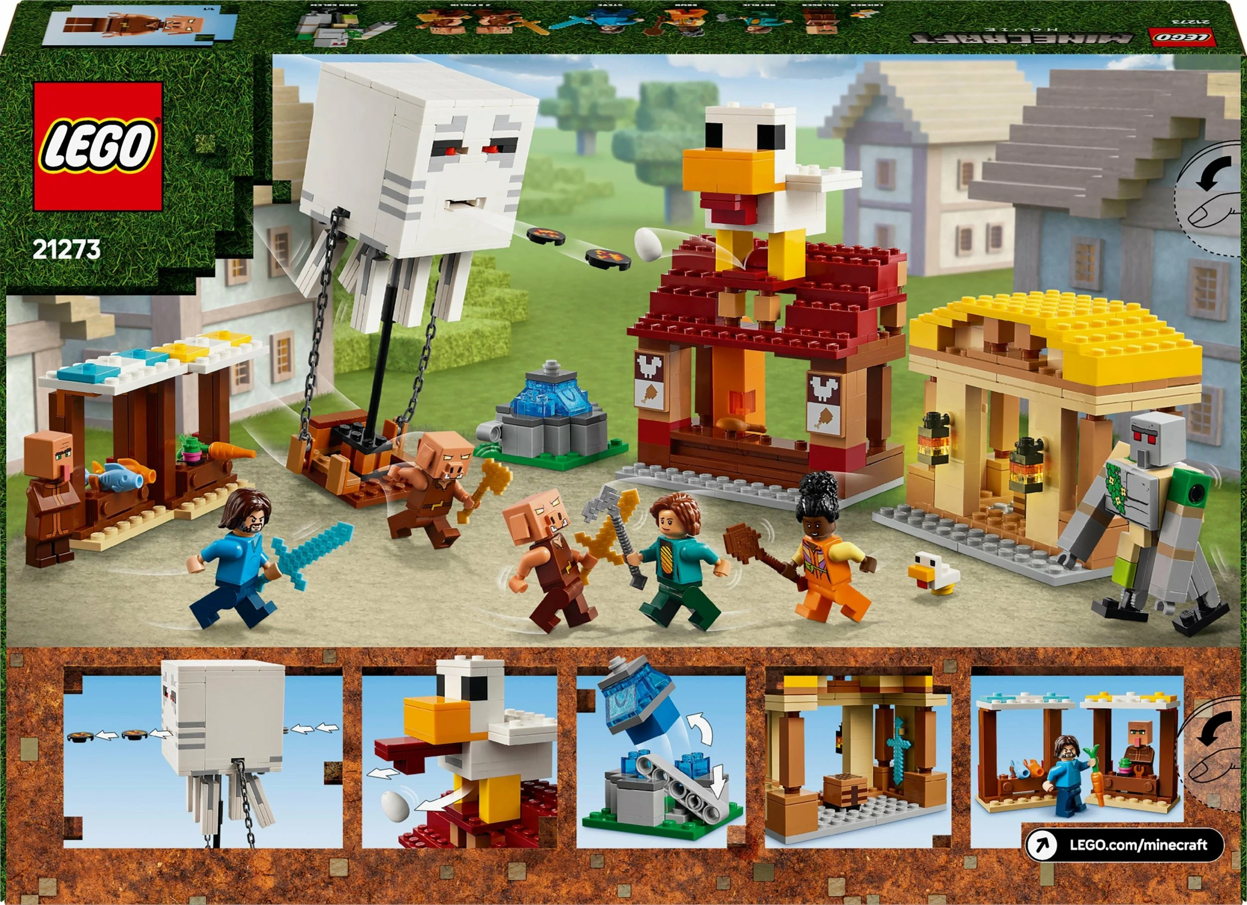 Set LEGO Minecraft Balloon Ghast Attacks the Village 21273, 555 pjesë
