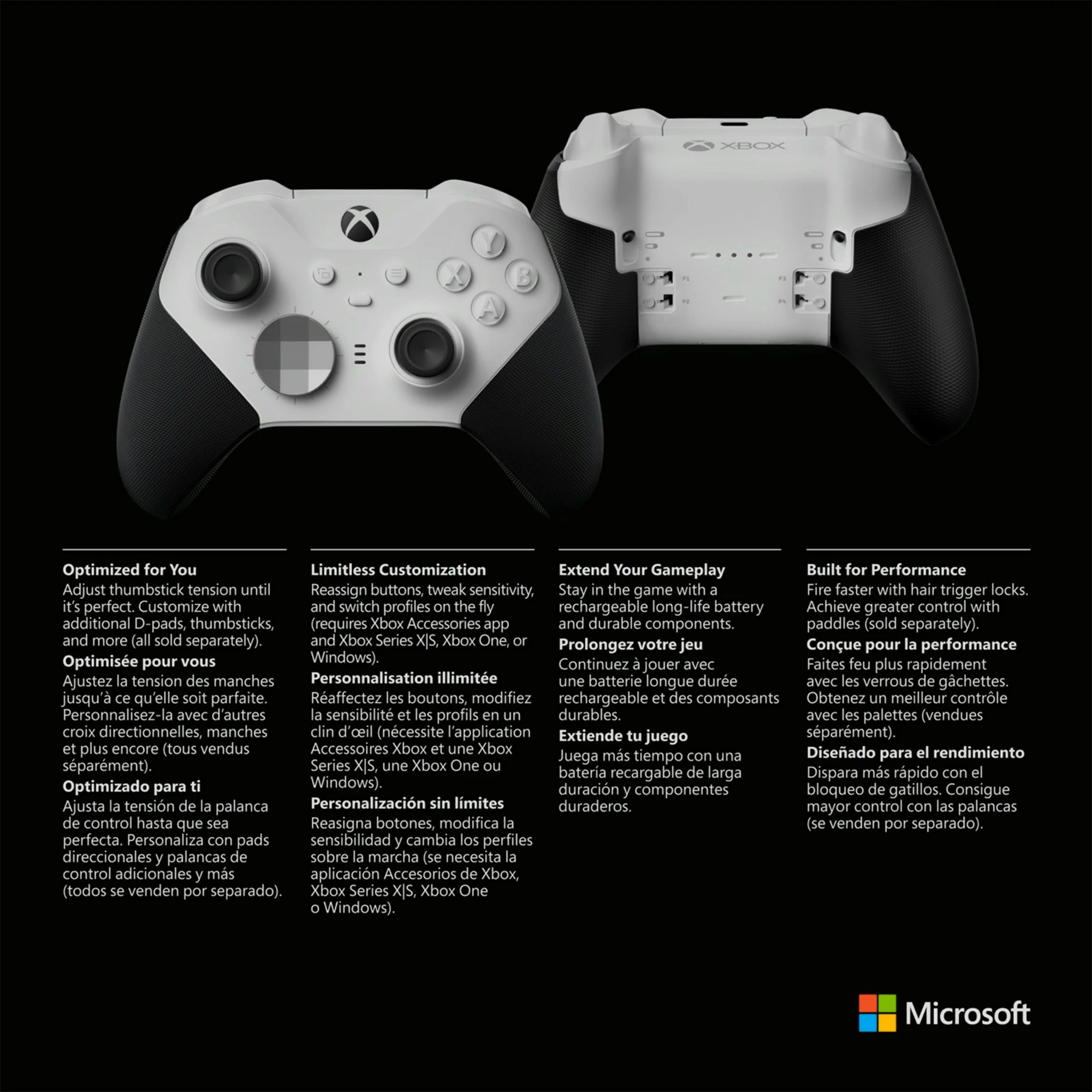 Gamepad Microsoft Xbox Elite Wireless Series 2 Core, Bluetooth/USB, i zi dhe i bardhë