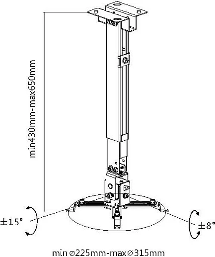 Mbajtës projektori EQUIP, universal, montim në mur/tavan, 20 kg, i bardhë