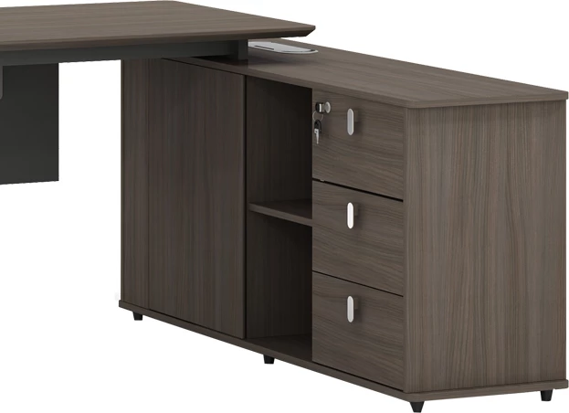 Tavolinë pune profesionale, Denith,, ngjyrë qymyr-arre, 180x160x75cm