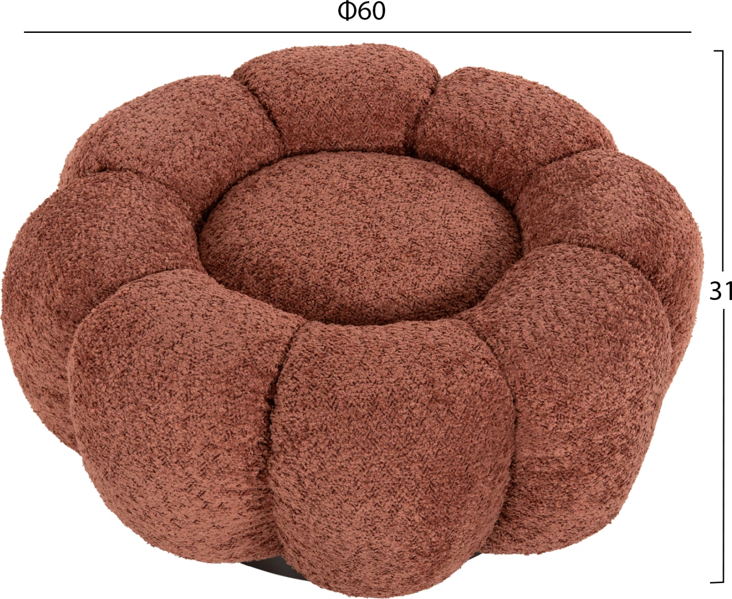 Karrige për bar, ngjyrë rozë boucle, bazë metalike e zezë, Φ60x31H cm