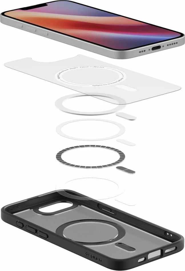 Mbështjellës Spigen Ultra Hybrid MagSafe për iPhone 16e, i zi, gjysmë-transparent