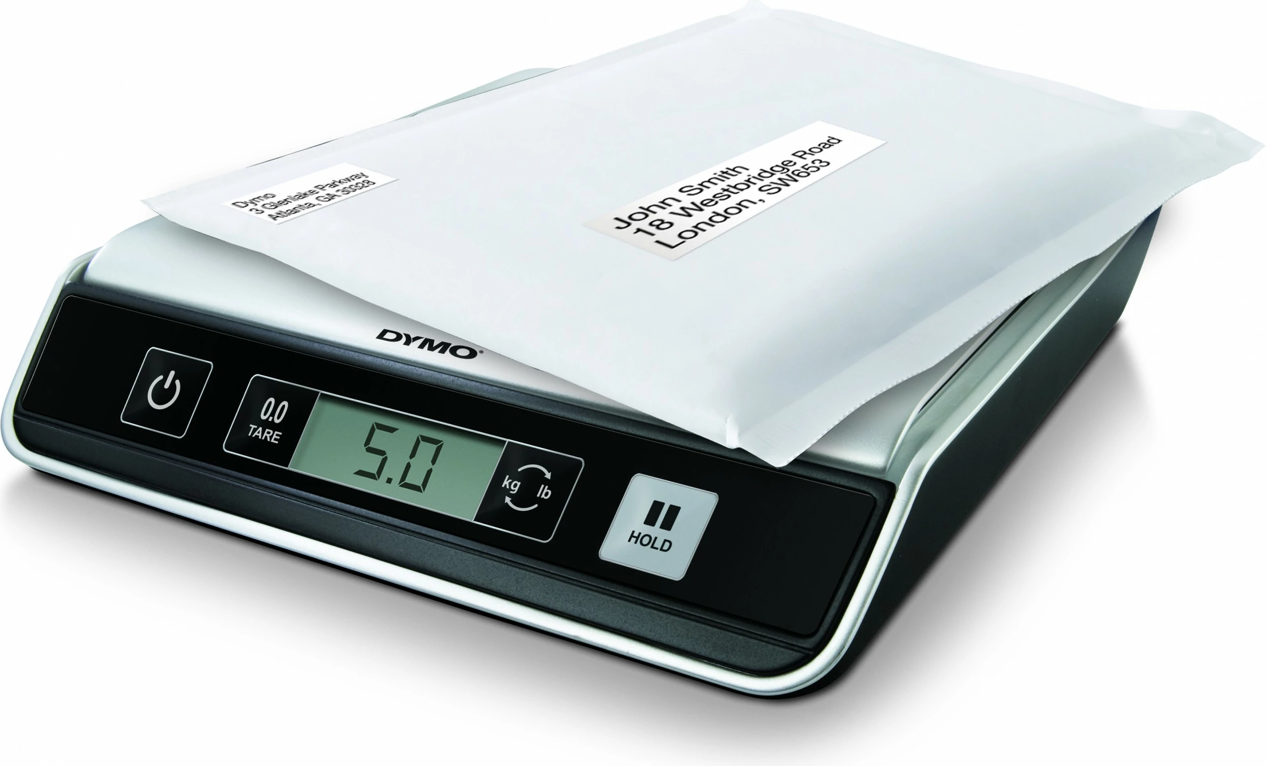 Peshore postare elektronike Dymo M10, 10 kg, USB, LCD, zi/argjendtë