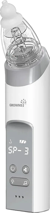 Aspirator nazal elektrik Grownsy BC023, 3 maja silikoni, bateri 700 mAh, set me këllëf, gri
