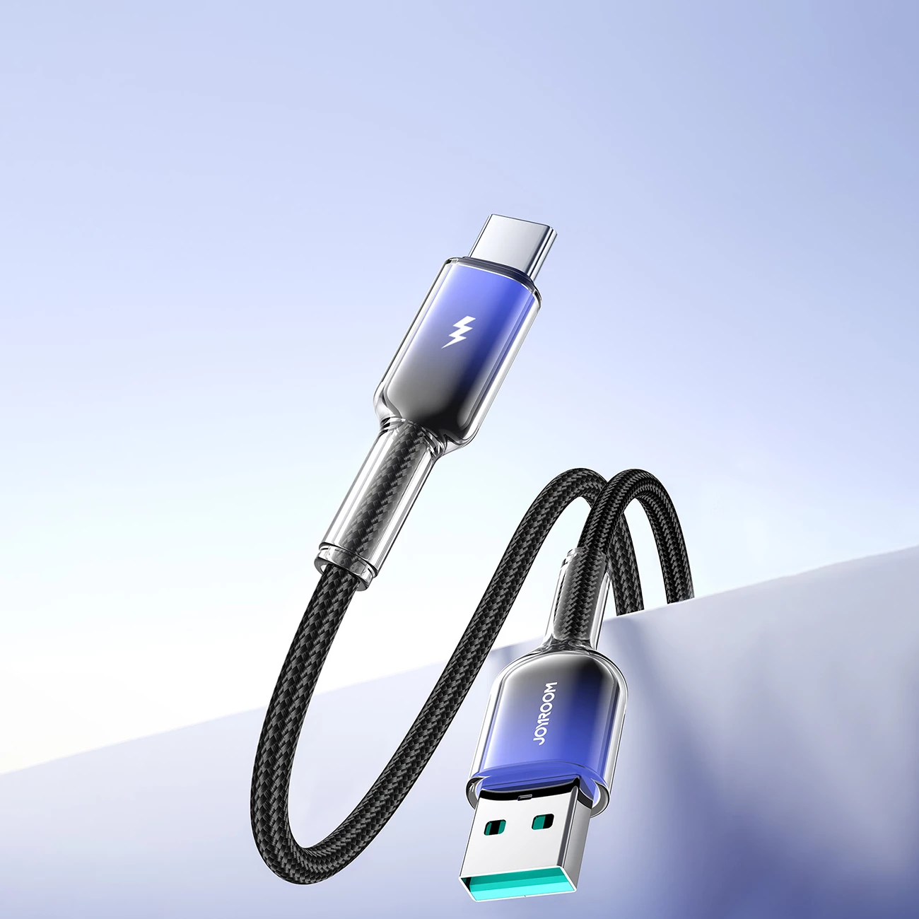 Kabllo Joyroom S-A42 Crystal-Clear Series, USB-A në USB-C, 1.2m, 3A, e zezë