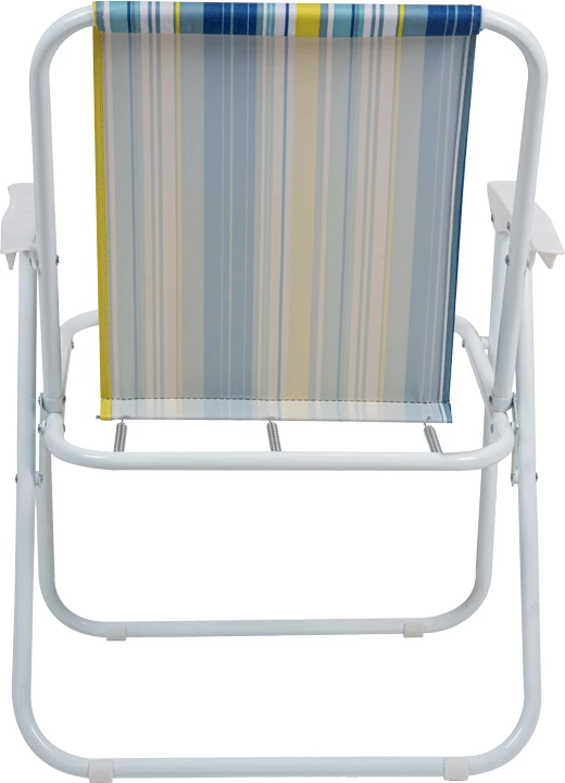 Karrige palosëse për plazh e kamping, material çeliku i bardhë, pëlhurë me vija blu, Jette, 53x56x73cm