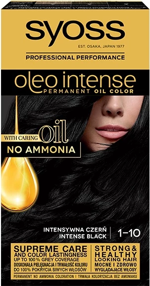 Ngjyrë për flokë Syoss Oleo Intense 1-10 Intense Black për femra, 1 copë