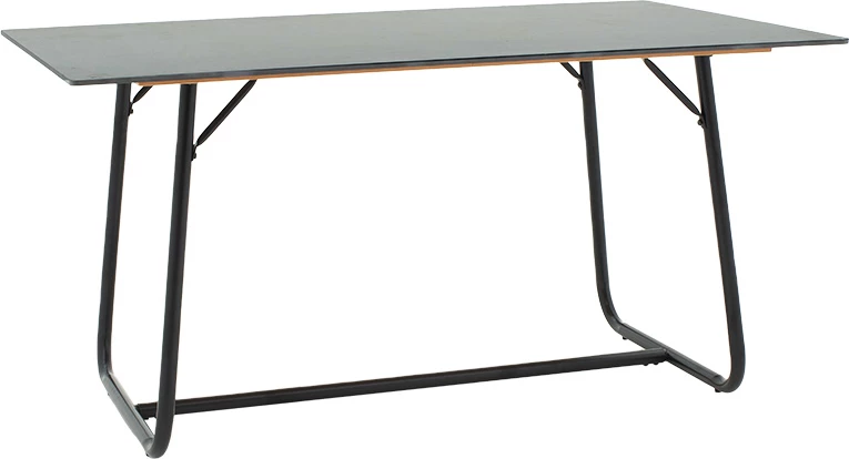 Tavolinë ngrënie Revello gur i sinterizuar mermer i zi- këmbë metalike dizajn 150x90x75cm