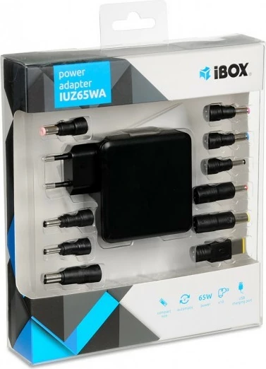 Kasë furnizues energjie universal për laptop iBOX IUZ65WA, 65W, 10 plugje, e zezë