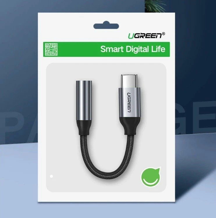 Adapter audio Ugreen 30632 USB-C në Jack 3.5mm, me mikrofon/remote, argjend