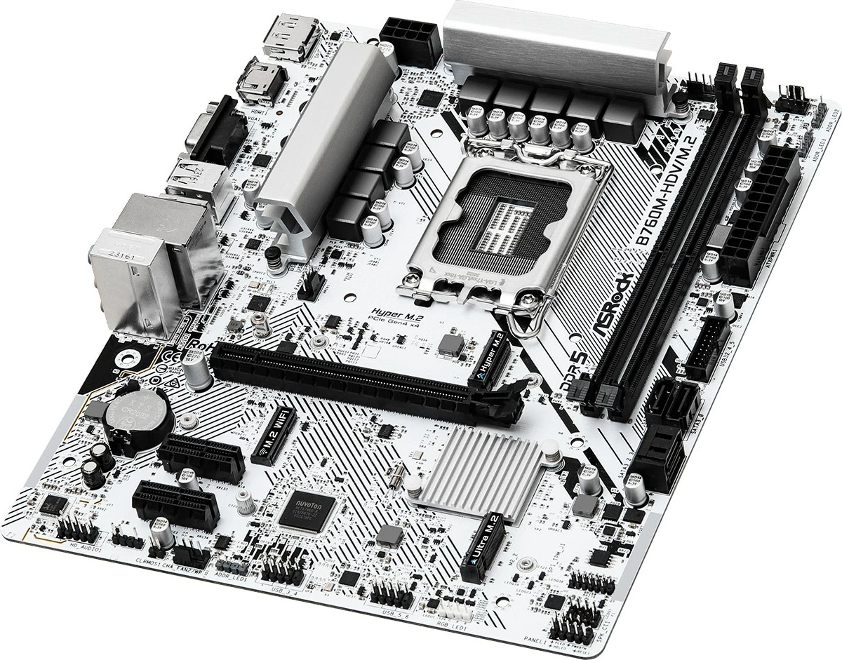 Pllakë amë Asrock B760M-HDV/M.2, Socket LGA 1700, micro ATX, DDR5, Bardhë