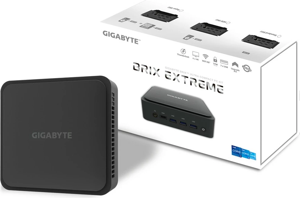 Mini PC Gigabyte GB-BEI3H-1220, M.2, PCI Express, Serial ATA, Ethernet LAN, Wi-Fi 6E, e zezë