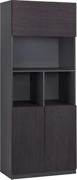 Bibliotekë profesionale për zyre, ngjyrë gri dhe wenge, FH2089, 80x40x200 cm