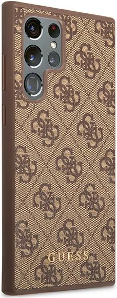 Mbështjellës Guess 4G për Samsung Galaxy S22 Ultra, lëkurë sintetike, kafe