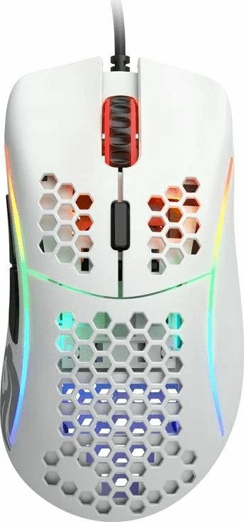Maus Glorious Model D GD-WHITE 12000 DPI PMW3360, RGB, me kabllo USB, 6 butona, i bardhë