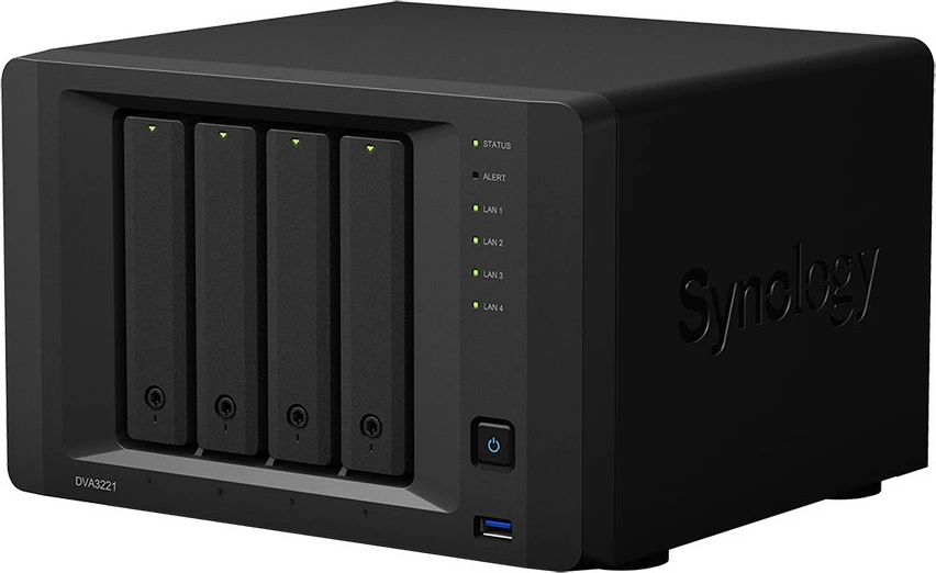 NAS Synology DVA3221, 32 kanale, 8000 MB, DDR4, 2048 përdorues, e zezë