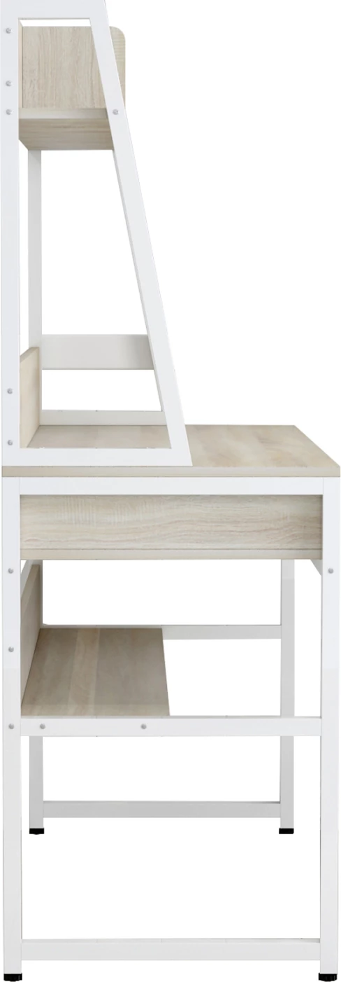 Tavolinë me raft FH2390.13 melaminë në ngjyrë Sonama & kornizë metalike e bardhë 100x48x139H cm