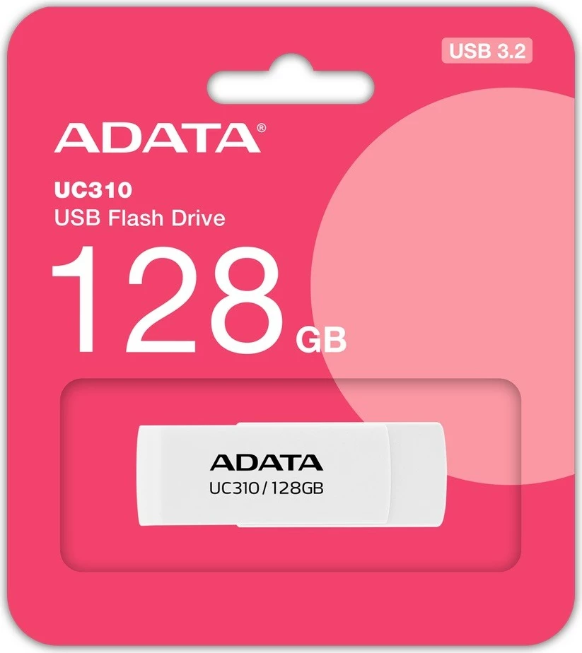 Pendrive Adata UC310, 128GB, USB 3.2, Bardhë