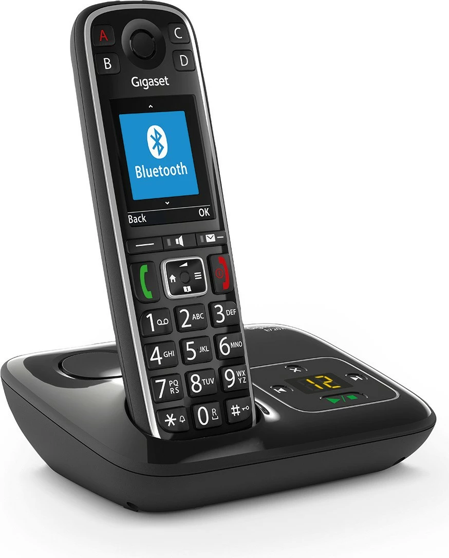Telefon Gigaset E720A, Analog/DECT, Mbajtës pa tela, 200 kontakte, ID thirrësit, SMS, e zezë