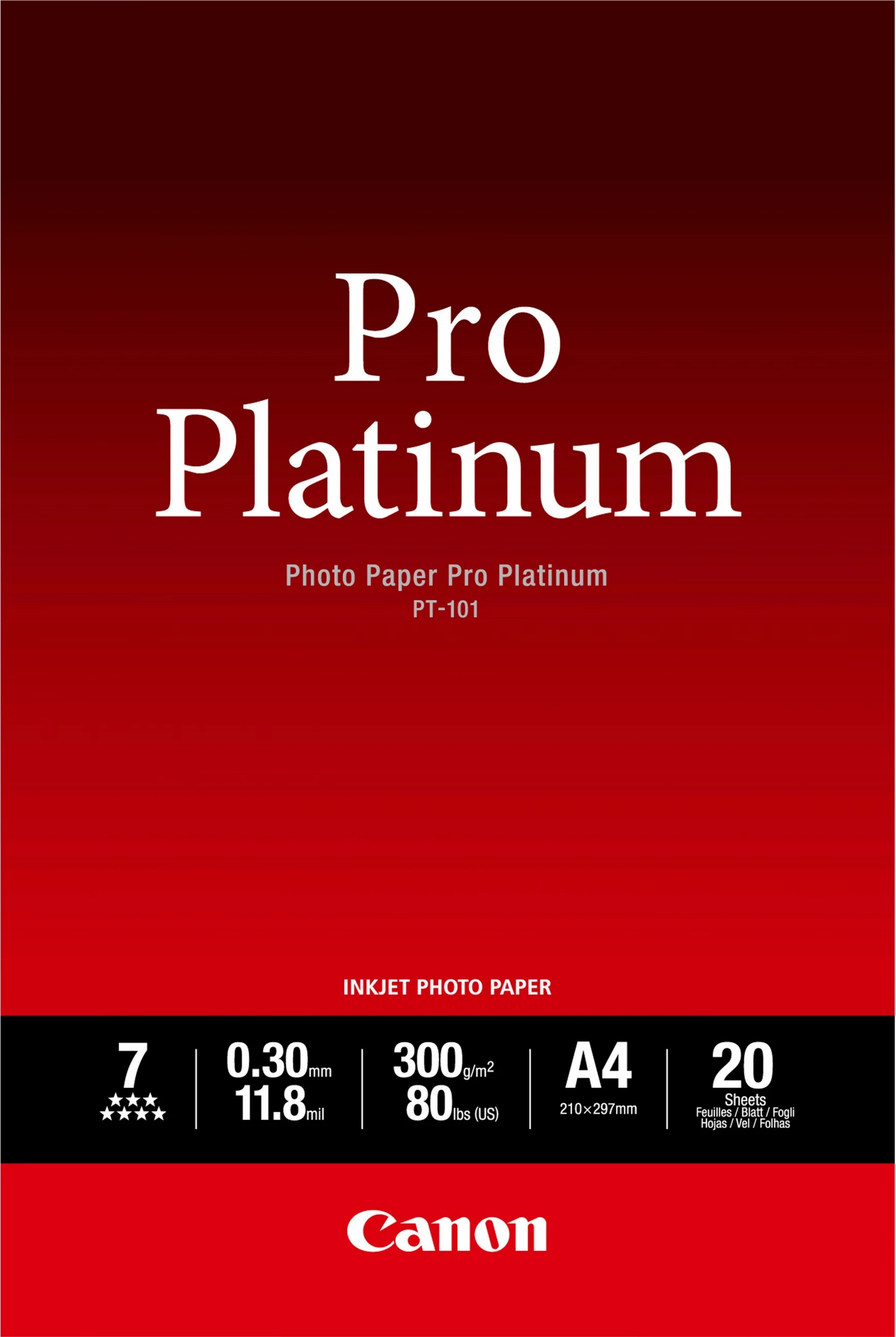 Letër fotografike Canon Pro Platinum PT-101 A4, high-gloss, 20 fletë