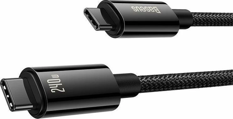Kabllo USB-C në USB-C Baseus Tungsten Gold CAWJ040001 1 m 240 W PD3.1 480 Mbps, e zezë