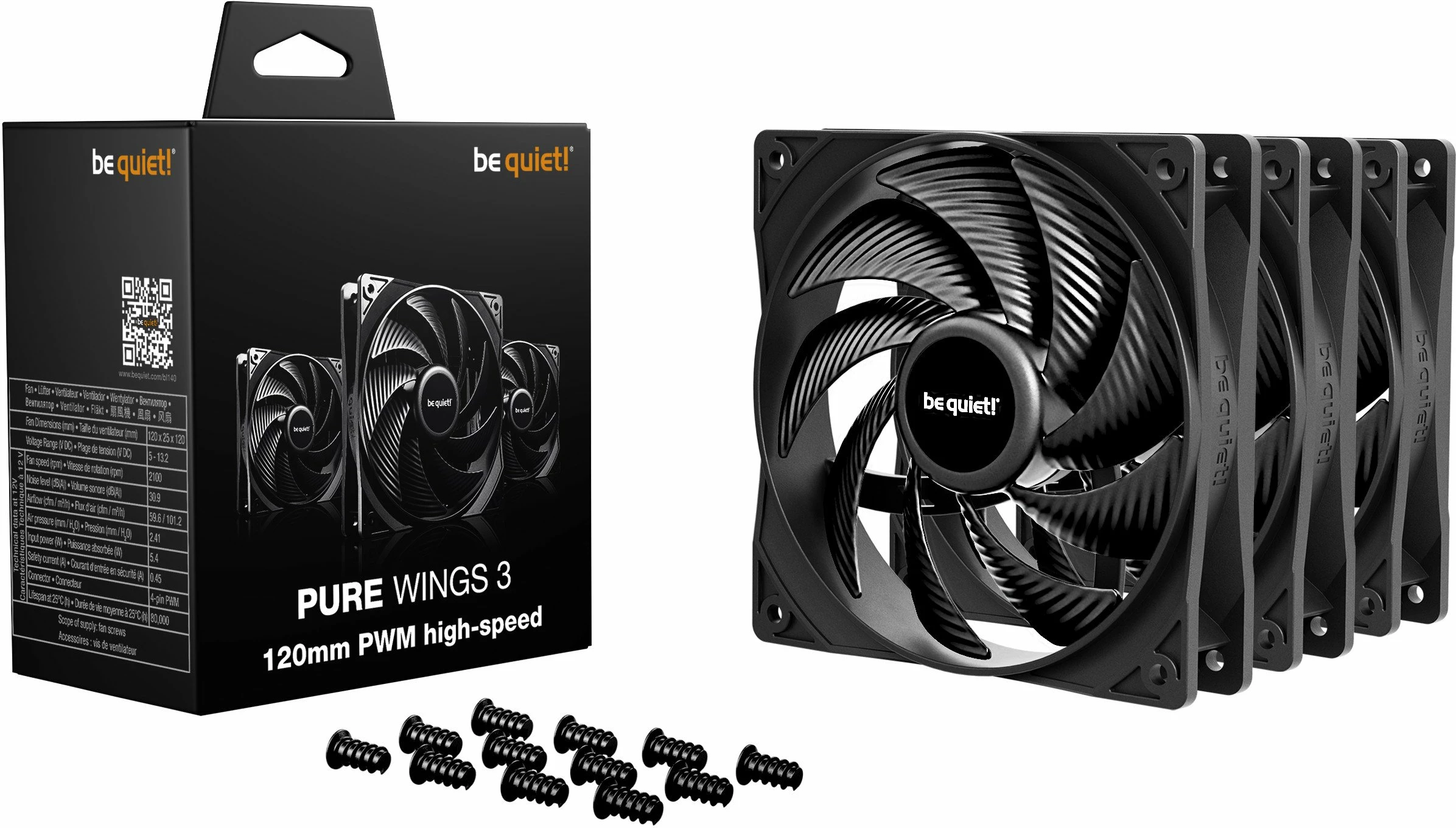 Ventilator PC be quiet! Pure Wings 3 BL140 120mm PWM High-Speed 3-Pack, i zi