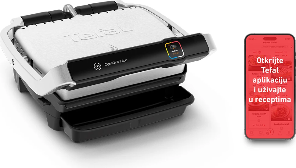 Grill elektrik Tefal OptiGrill+ XL GC724D12 2000 W, 9 programe, inox/e zezë
