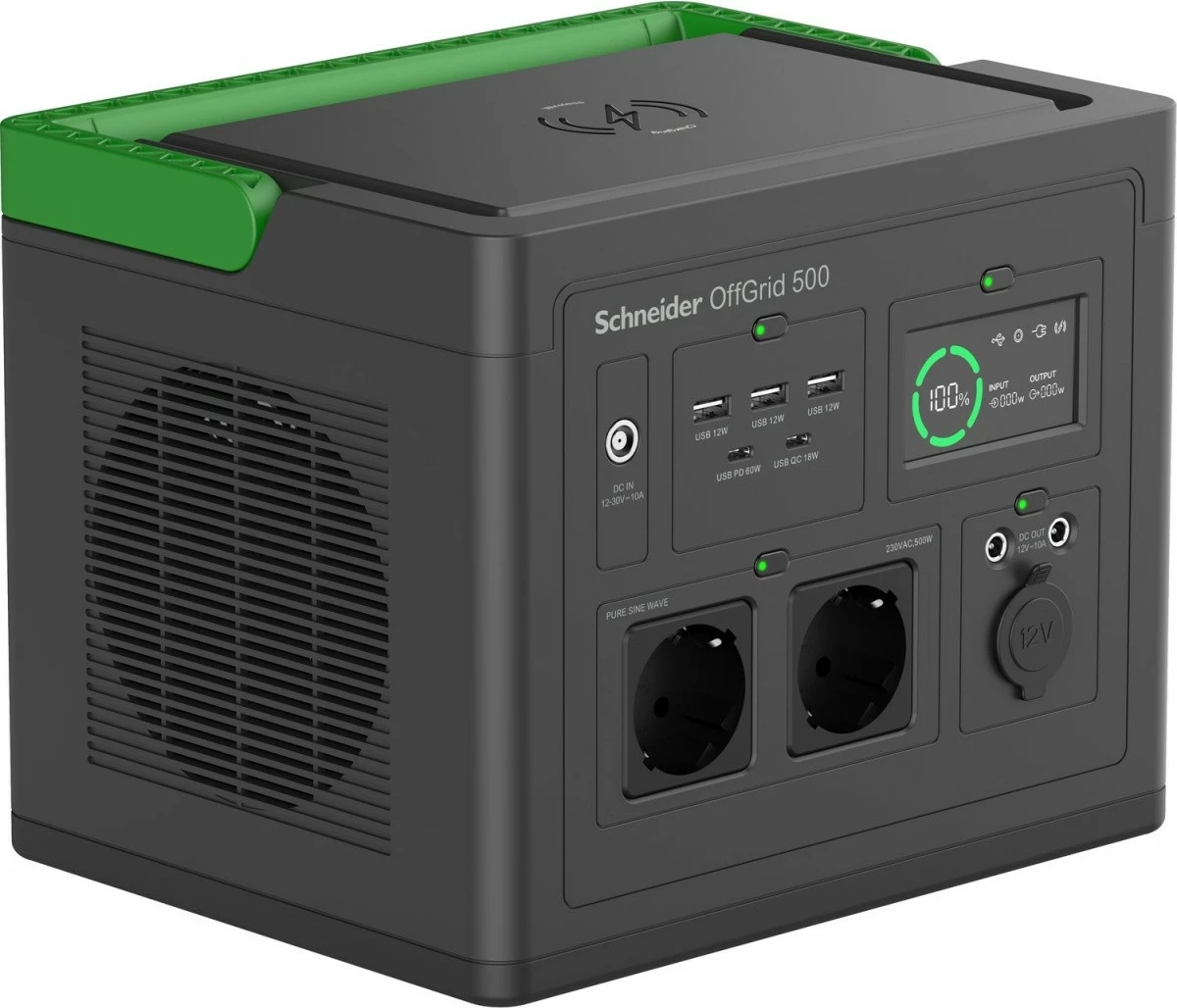 Stacion portativ energjie APC Schneider OffGrid PPS500-GR, 517Wh, 2 Schuko, i zi/gjelbër