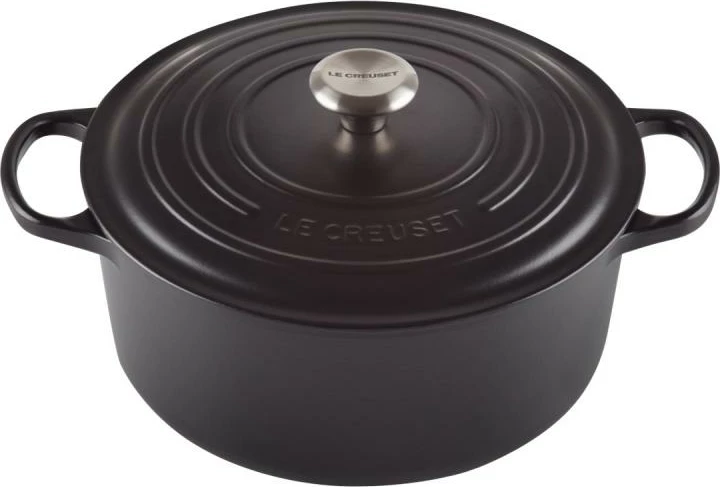 tenxhere gize rrethore me kapak, Le Creuset Signature 24 cm, e zezë