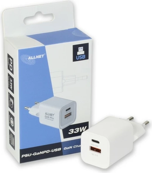 Karikues ALLNET GaN Pro 45W, USB-C, USB-A, EU Plug