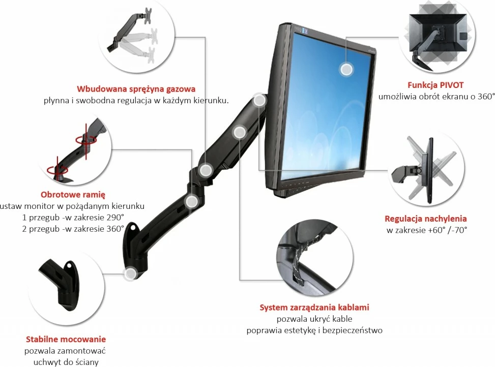 Mbajtëse muri për monitor ART RAMART L-12GW, 13-27 inç, Metal, E zezë