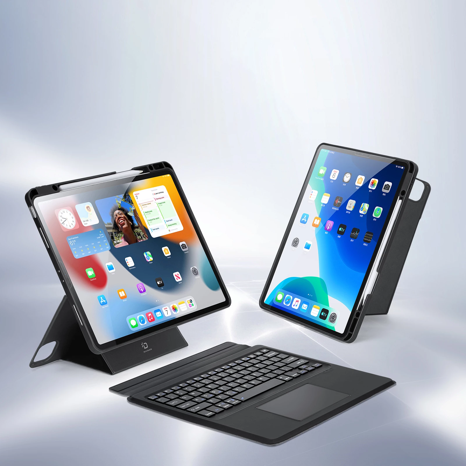 Mbështjellës me tastierë Bluetooth Dux Ducis DK Series për iPad Pro 12.9 (2020/2021/2022), i zi