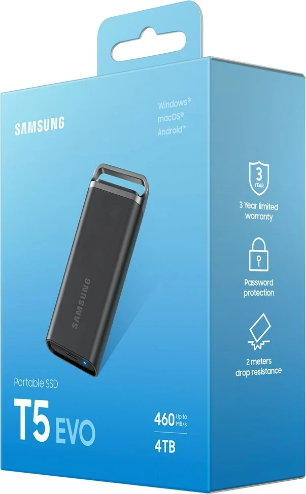 SSD portabël Samsung MU-PH4T0S 4 TB, USB 3.2 Gen 1, Zi