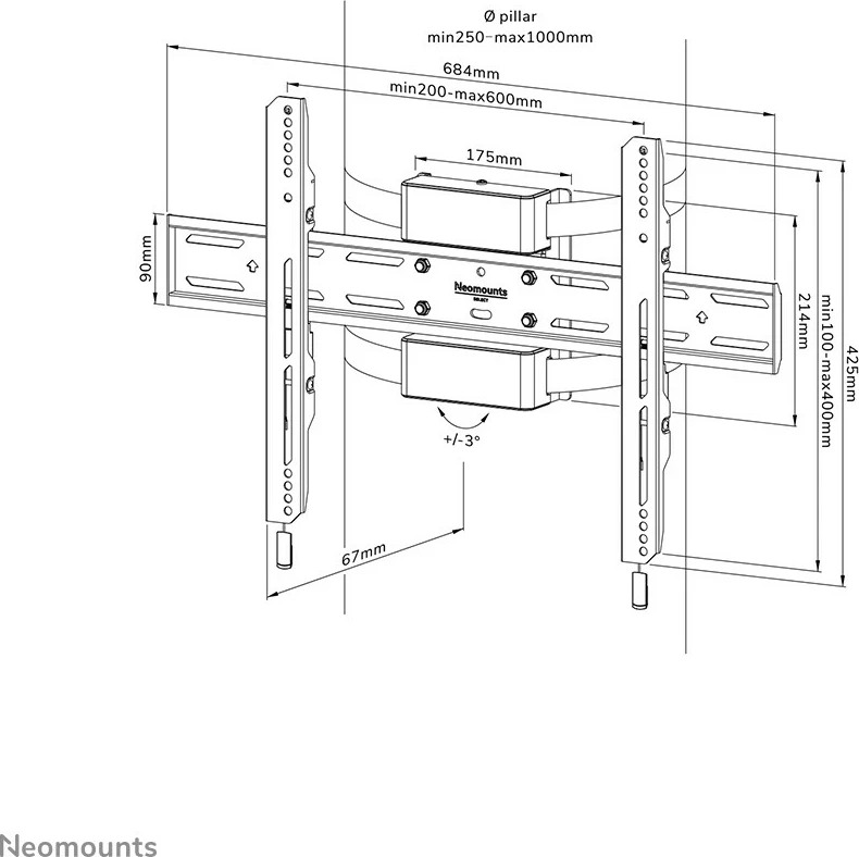 Mbajtëse TV Neomounts WL30S-910BL16, për shtyllë, 40-75 inç, fiks, e zezë