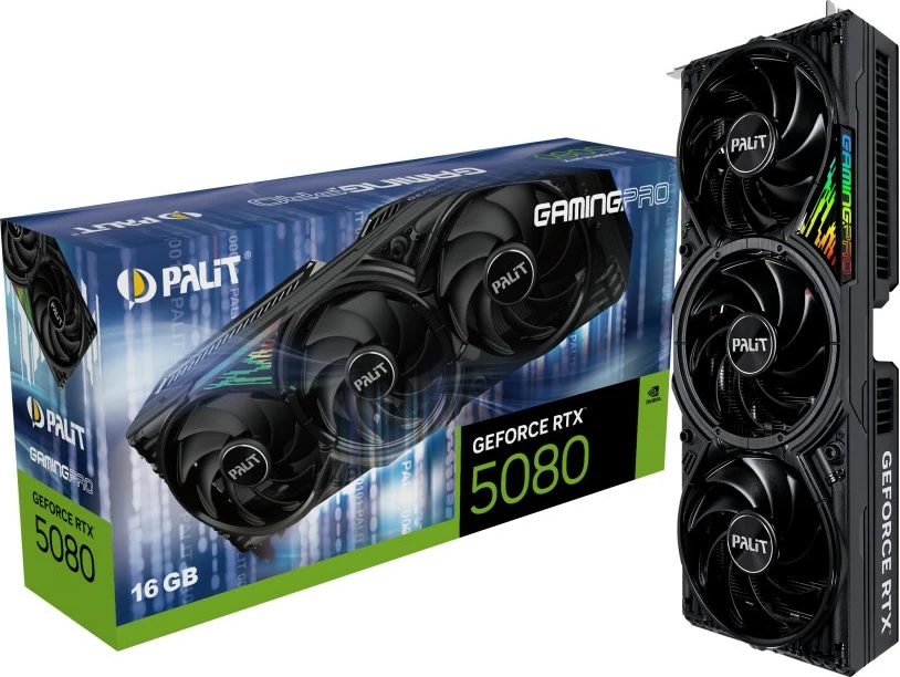 Kartelë grafike Palit GeForce RTX 5080 GamingPro, 16 GB GDDR7, e zezë