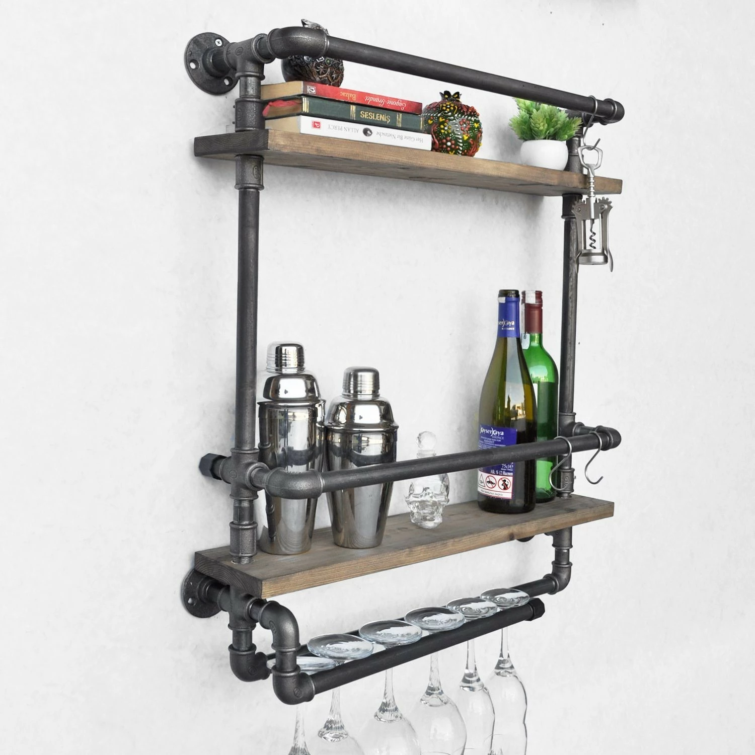 Raft muri me tuba, ngjyrë arre e zezë, Hanah Home, Boruraf104