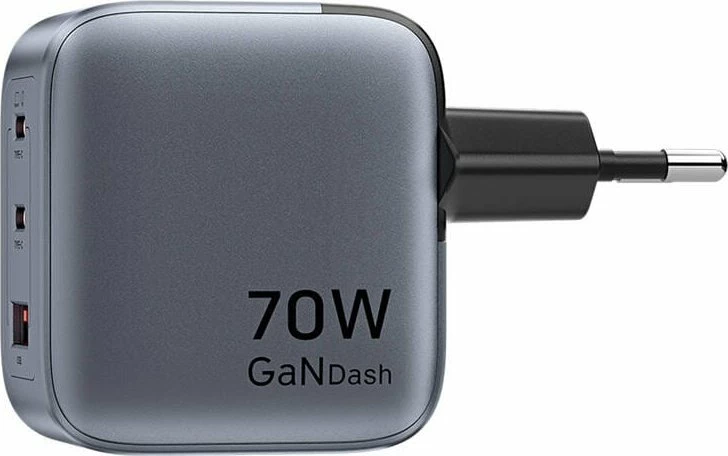 Karikues Vention GaN FEXH0-EU 70W me 2x USB-C + 1x USB-A, gri