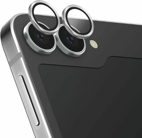 Mbrojtës lente UNIQ Optix për Samsung Galaxy Z Flip 6, alumini & xham i temperuar, argjend