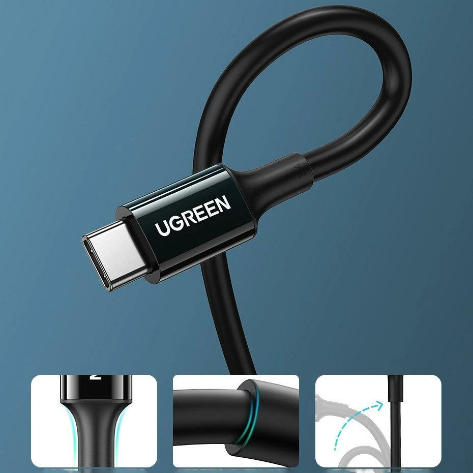 Kabllo USB-C në USB-C Ugreen US300 1 m 5A/100W PD/QC, e bardhë
