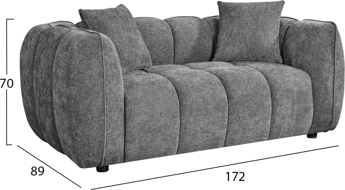 Divan dy ulës LYKKE, material gri, 172x89x70cm