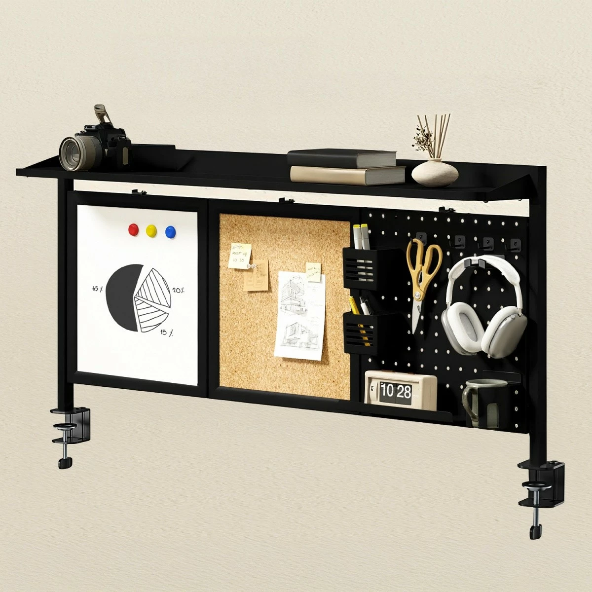 Ndarës tavoline Ergo Office ER-300B me organizator, çelik, i zi