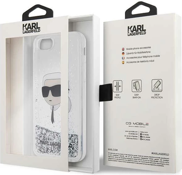 Mbështjellës Karl Lagerfeld KLHCI8LNKHCH për iPhone 7/8/SE 2020/2022, Glitter, Argjendtë
