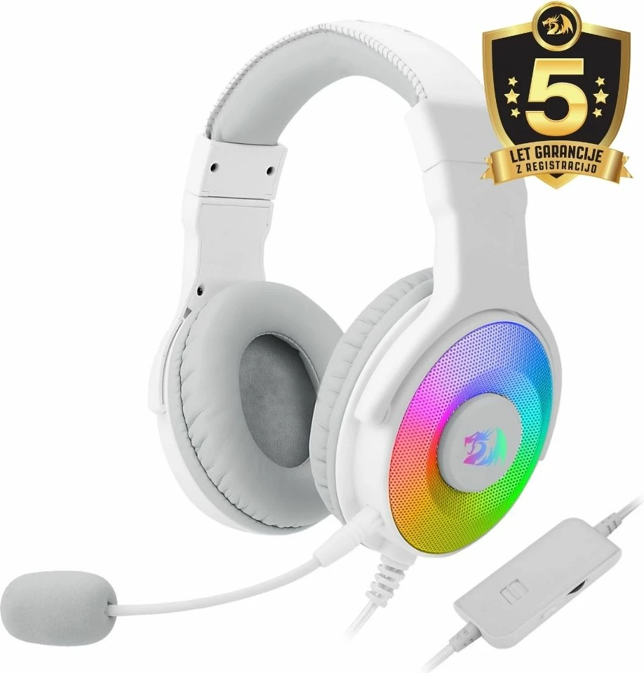Kufje gaming Redragon Pandora H350W, USB, RGB, 7.1 Surround, me mikrofon të heqshëm, të bardha