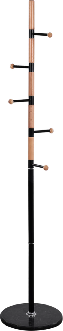 Varëse rrobash MERCURY, dru ahu, metal i zi, bazë mermeri e zezë, Φ37x176H cm