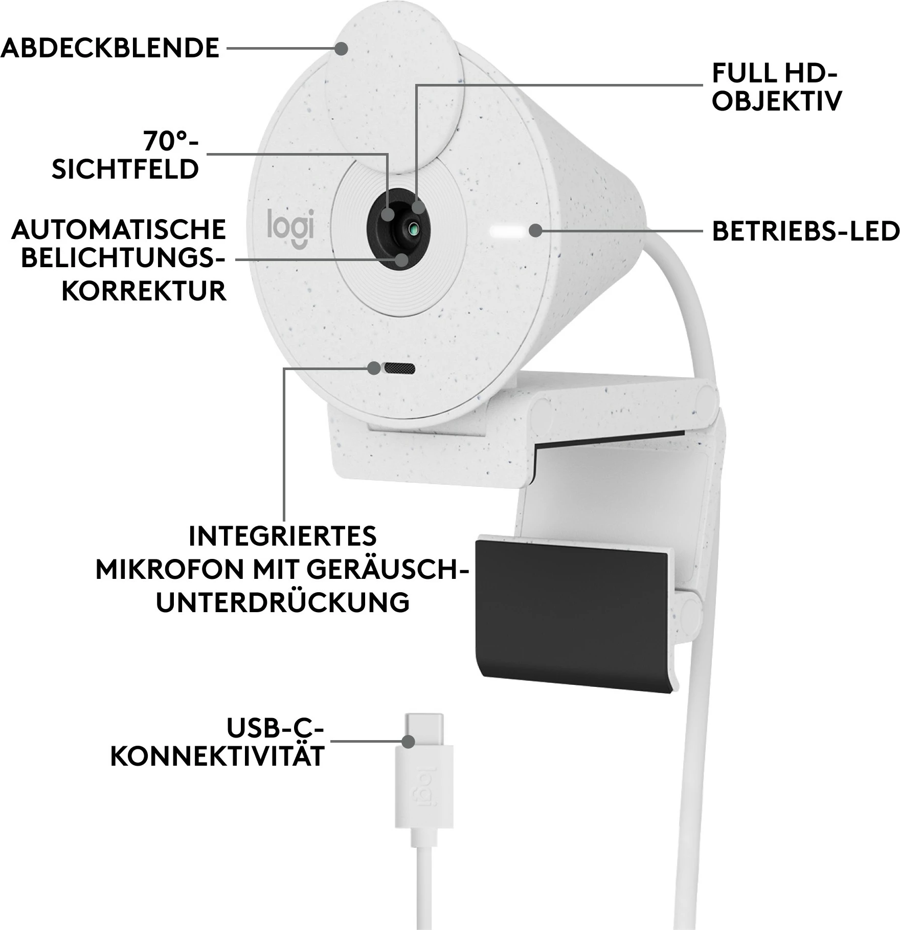 Kamerë Logitech BRIO 300, 1920x1080, Bardhë